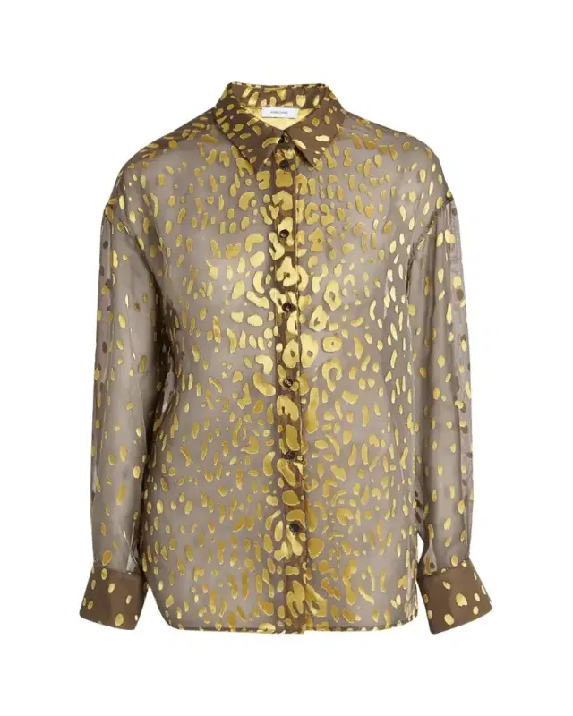 Leopard Devore Button-Down Shirt