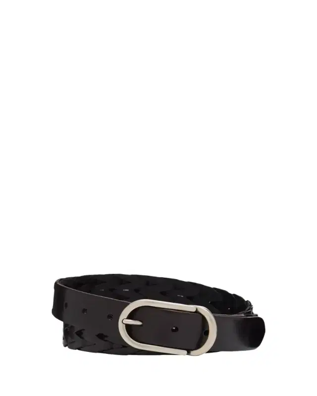 Brunello Cucinelli Men's Braided Smooth Calfskin Round-Buckle Belt