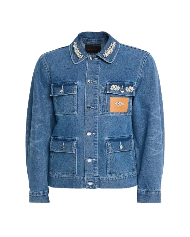 Simone Rocha Men's Embellished Washed Denim Jacket