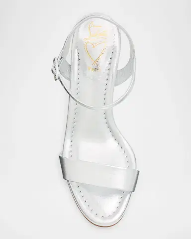 Christian Louboutin 85mm Jane Metallic Leather Ankle-Strap Sandals | Thumbnail 6