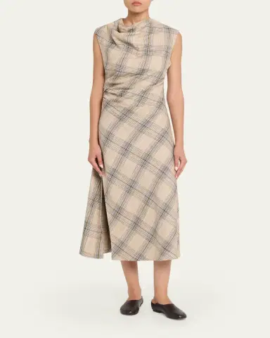Simkhai Burke Draped Plaid Midi Dress | Thumbnail 2