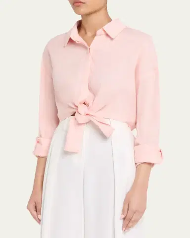 AEXAE Tie-Front Linen Shirt | Thumbnail 4