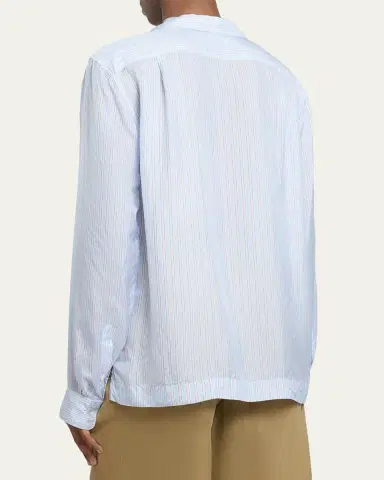 Dries Van Noten Men's Striped Cupro Button-Down Shirt | Thumbnail 3