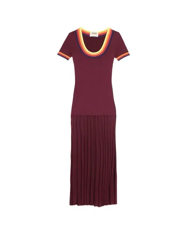 Saucer Neck Short-Sleeve Maxi Dress