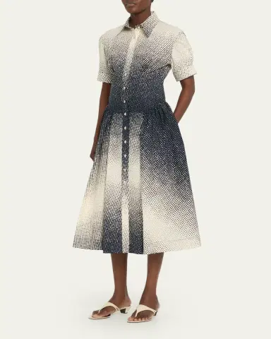 CHRISTOPHER JOHN ROGERS Halftone Wiggle Dot Cotton Shirtdress | Thumbnail 4