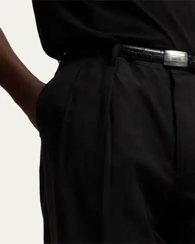 Ralph Lauren Purple Label Men's Silk and Linen Straight-Leg Pleated Trousers | Thumbnail 5 Ralph Lauren Purple Label Men's Silk and Linen Straight-Leg Pleated Trousers | Thumbnail 5