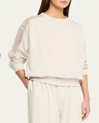 Brunello Cucinelli Sheer-Sleeve Sweatshirt | Thumbnail 4 Brunello Cucinelli Sheer-Sleeve Sweatshirt | Thumbnail 4