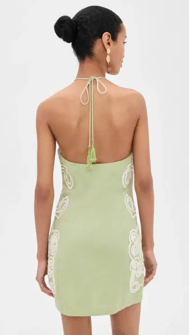 Hemant and Nandita Halter Neck ini Dress Sage | Thumbnail 4 Hemant and Nandita Halter Neck ini Dress Sage | Thumbnail 4