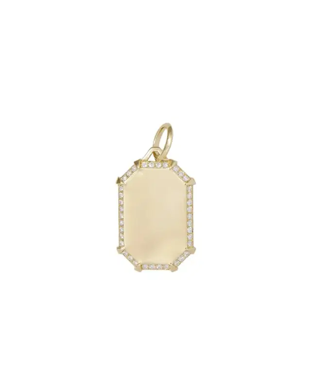 Jennifer Fisher Emerald Shield with Pave White Diamonds in 18K Yellow Gold