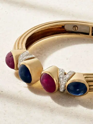 Eleuteri + David Webb Vintage 1980s 18-karat Gold, Platinum, Ruby, Sapphire And Diamond Bangle | Thumbnail 4