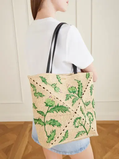 Loewe + Paula's Ibiza Puzzle Fold Leather-trimmed Raffia Tote Bag | Thumbnail 2 Loewe + Paula's Ibiza Puzzle Fold Leather-trimmed Raffia Tote Bag | Thumbnail 2
