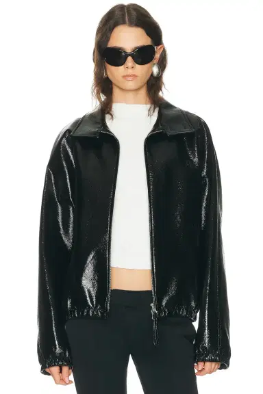 Courrèges Vinyl Zipped Bomber Jacket | Thumbnail 1 Courrèges Vinyl Zipped Bomber Jacket | Thumbnail 1