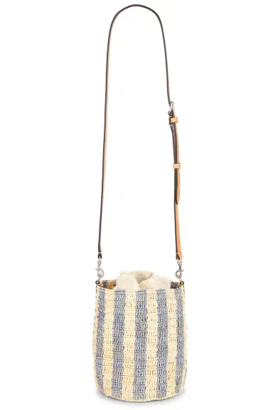 Valentino Garavani Crochet Raffia VLogo Signature Small Bucket Bag | Thumbnail 3
