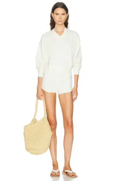 ÉTERNE Cropped V Neck Sweatshirt | Thumbnail 4