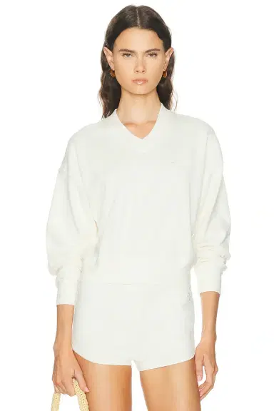 ÉTERNE Cropped V Neck Sweatshirt | Thumbnail 1