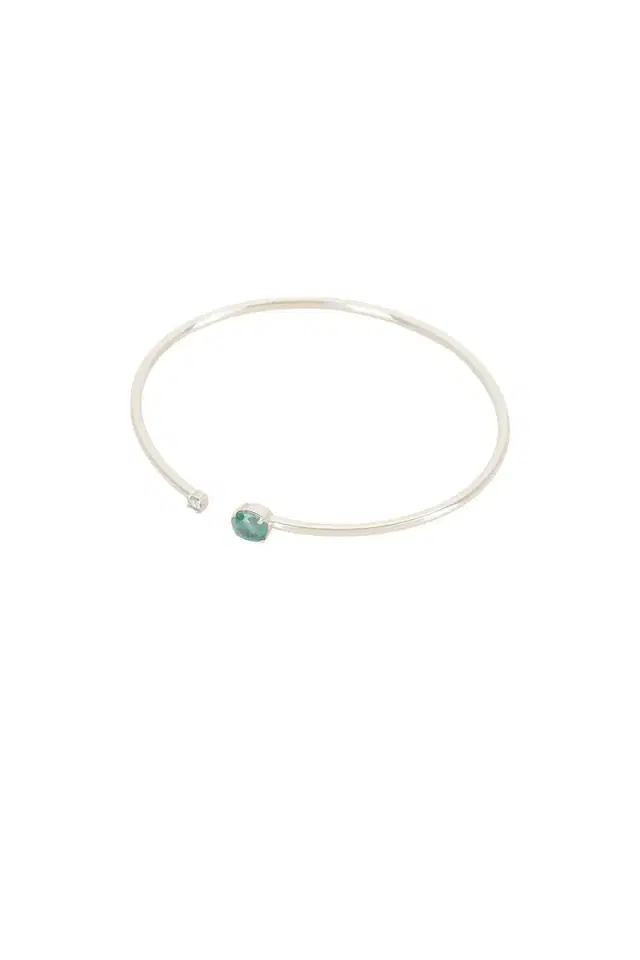 STONE AND STRAND Emerald Luxe Open Bangle Bracelet