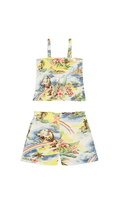 Polo Ralph Lauren Printed Rayon Challis Smocked Top With Short | Thumbnail 2