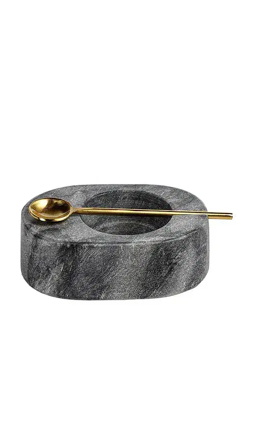 The Favorites Tuscan Marble Salt And Pepper Bowl With Gold Spoon