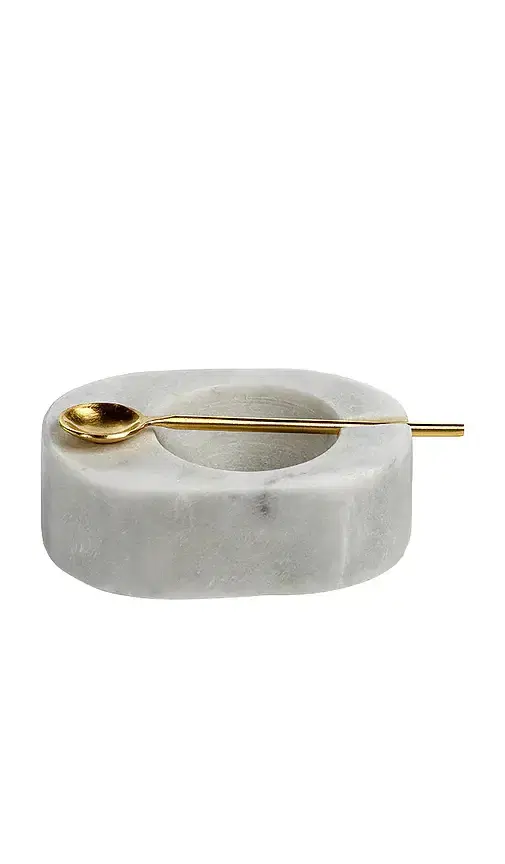 The Favorites Tuscan Marble Salt And Pepper Bowl With Gold Spoon