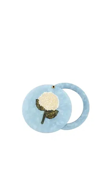 Solar Eclipse Hand-painted Hydrangea Compact Mirror | Thumbnail 1 Solar Eclipse Hand-painted Hydrangea Compact Mirror | Thumbnail 1