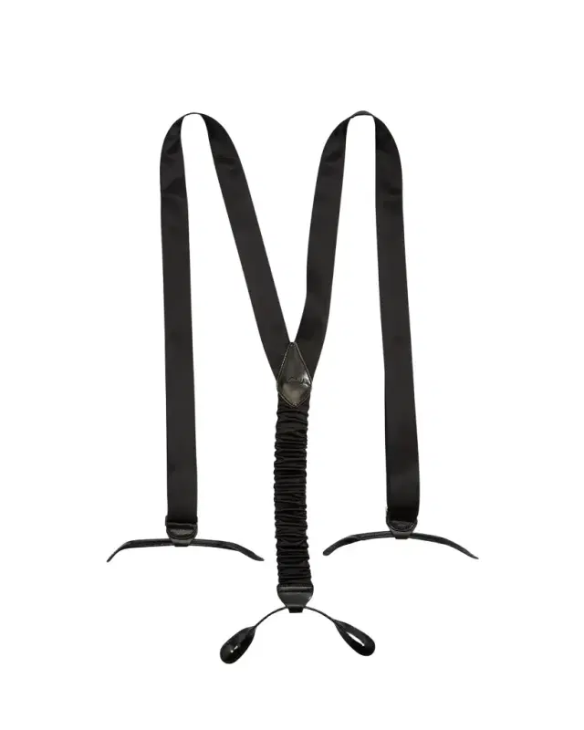 Brioni Men's Leather-Trim Satin Braces