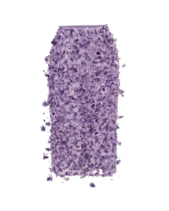 3D Floral Embellished Pencil Skirt