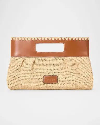 Staud Lena Raffia and Leather Clutch Bag | Thumbnail 2 Staud Lena Raffia and Leather Clutch Bag | Thumbnail 2