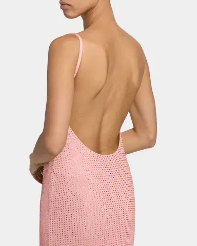 AREA Crystal Hotfix Mesh Backless Maxi Dress | Thumbnail 4 AREA Crystal Hotfix Mesh Backless Maxi Dress | Thumbnail 4