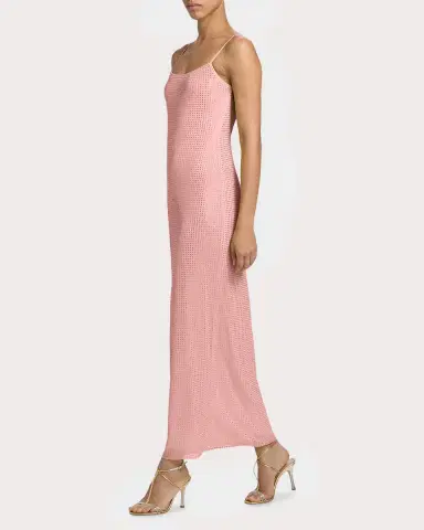 AREA Crystal Hotfix Mesh Backless Maxi Dress | Thumbnail 6 AREA Crystal Hotfix Mesh Backless Maxi Dress | Thumbnail 6