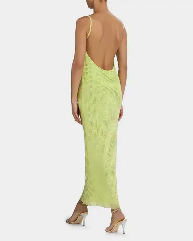 AREA Crystal Hotfix Mesh Backless Maxi Dress | Thumbnail 8 AREA Crystal Hotfix Mesh Backless Maxi Dress | Thumbnail 8