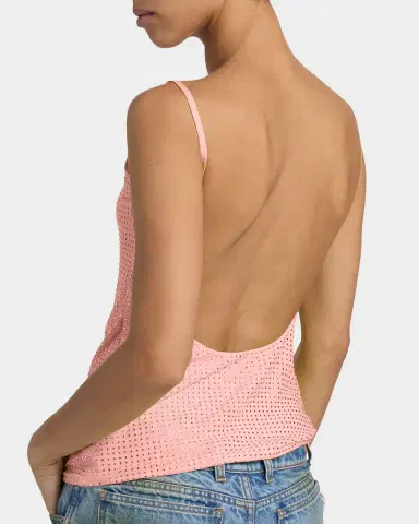 AREA Crystal Hotfix Mesh Backless Tank Top | Thumbnail 4 AREA Crystal Hotfix Mesh Backless Tank Top | Thumbnail 4