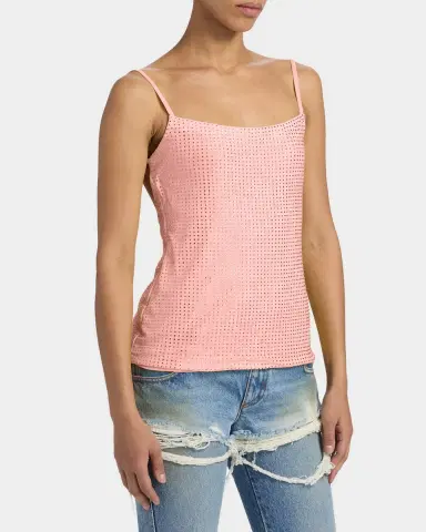 AREA Crystal Hotfix Mesh Backless Tank Top | Thumbnail 6 AREA Crystal Hotfix Mesh Backless Tank Top | Thumbnail 6