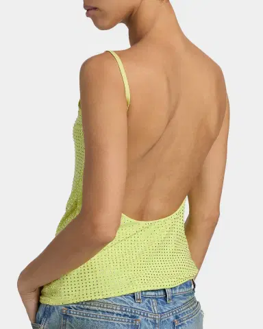 AREA Crystal Hotfix Mesh Backless Tank Top | Thumbnail 10 AREA Crystal Hotfix Mesh Backless Tank Top | Thumbnail 10