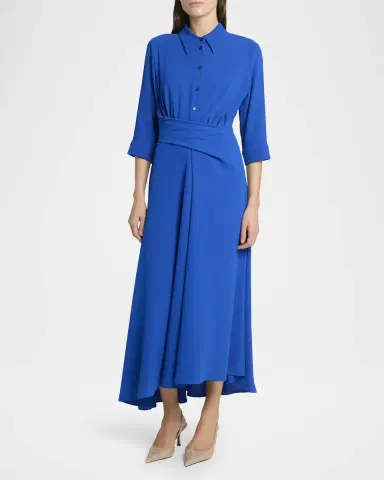 Talbot Runhof Honneur Crepe Midi Shirtdress | Thumbnail 4 Talbot Runhof Honneur Crepe Midi Shirtdress | Thumbnail 4