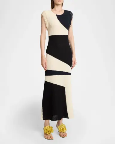 Proenza Schouler Saskia Intarsia Knit Fringe Trim Dress | Thumbnail 3 Proenza Schouler Saskia Intarsia Knit Fringe Trim Dress | Thumbnail 3