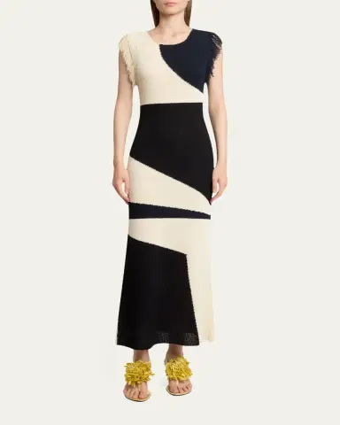 Proenza Schouler Saskia Intarsia Knit Fringe Trim Dress | Thumbnail 6 Proenza Schouler Saskia Intarsia Knit Fringe Trim Dress | Thumbnail 6