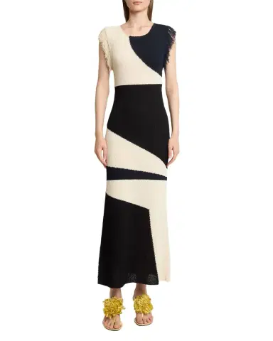 Proenza Schouler Saskia Intarsia Knit Fringe Trim Dress | Thumbnail 1 Proenza Schouler Saskia Intarsia Knit Fringe Trim Dress | Thumbnail 1