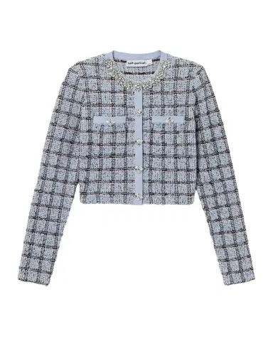 Self-Portrait Check Knit Cardigan | Thumbnail 1