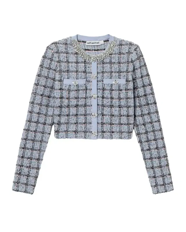 Self-Portrait Check Knit Cardigan