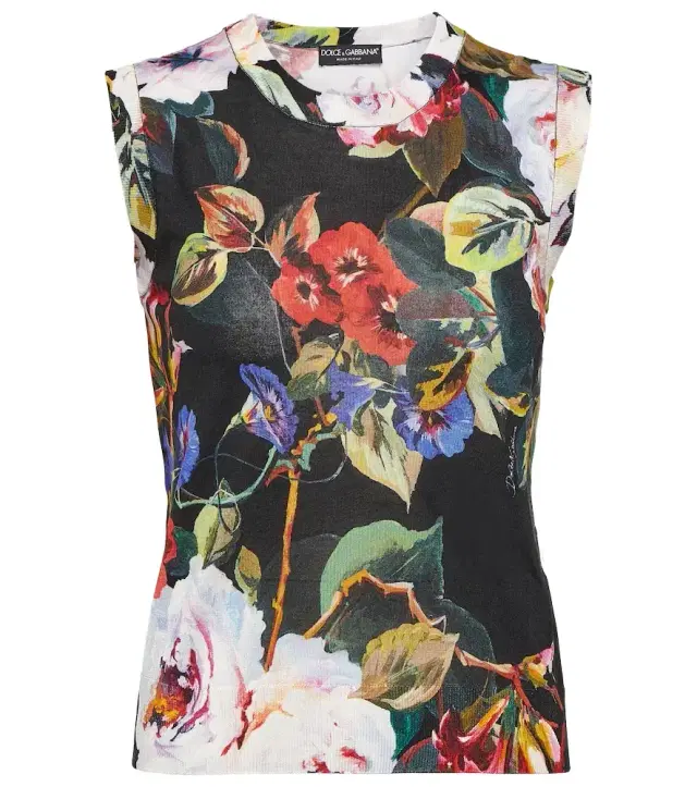 Dolce & Gabbana Floral silk knit tank top
