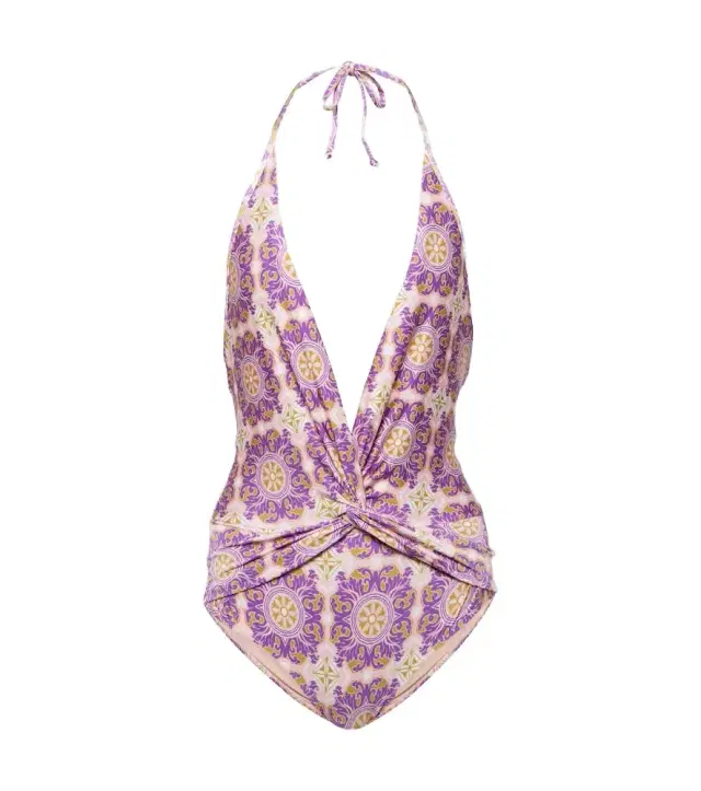 Adriana Degreas Exotic Coral printed halterneck swimsuit