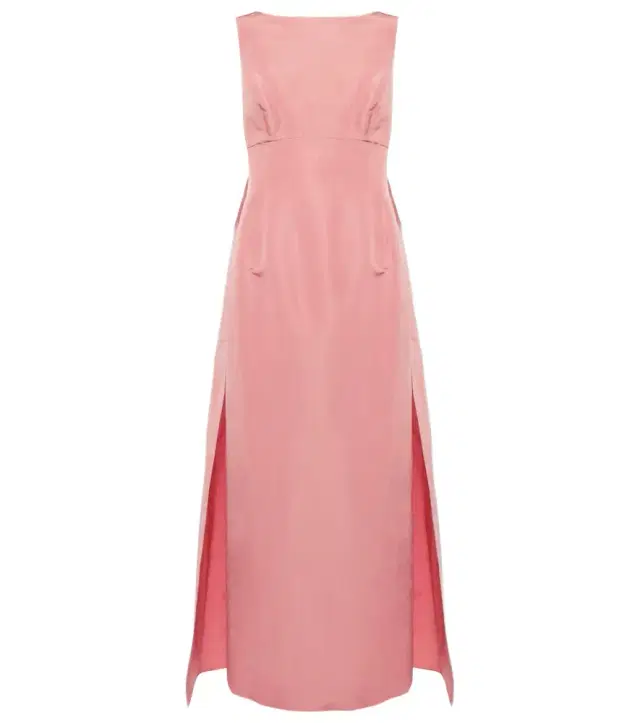 Caped silk faille gown