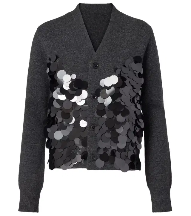 Sacai Sequined wool cardigan