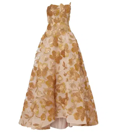 Monique Lhuillier Embroidered strapless raffia-blend gown | Thumbnail 1 Monique Lhuillier Embroidered strapless raffia-blend gown | Thumbnail 1