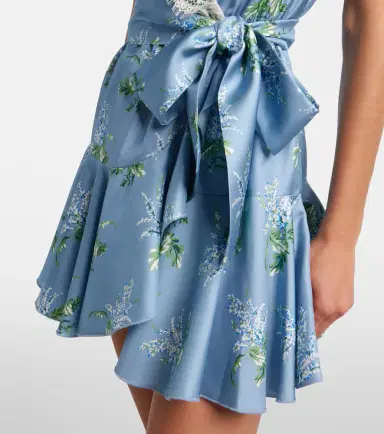 Rodarte Floral lace-trimmed silk twill minidress | Thumbnail 4
