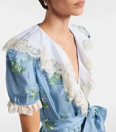 Rodarte Floral lace-trimmed silk twill minidress | Thumbnail 6