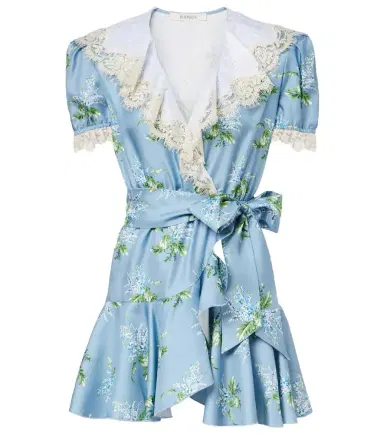 Rodarte Floral lace-trimmed silk twill minidress | Thumbnail 1