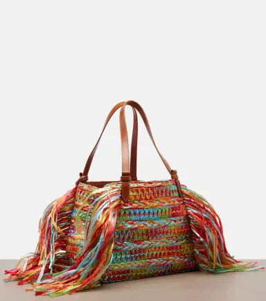 Aquazzura Trancoso fringed raffia tote bag | Thumbnail 2