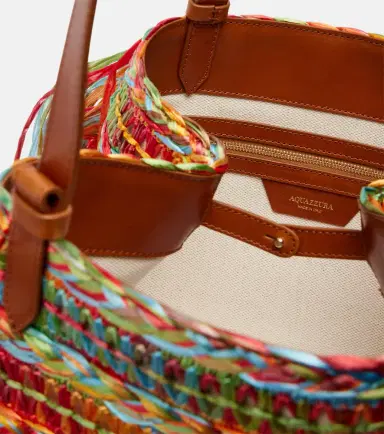 Aquazzura Trancoso fringed raffia tote bag | Thumbnail 3