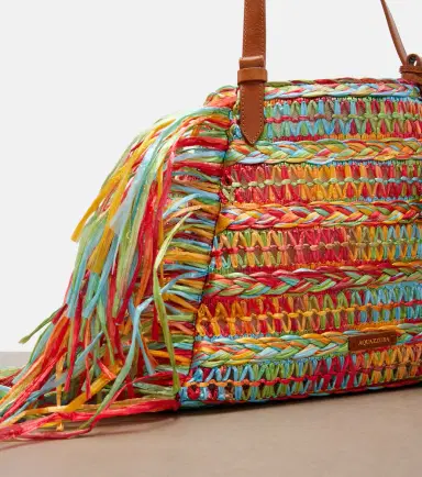 Aquazzura Trancoso fringed raffia tote bag | Thumbnail 4